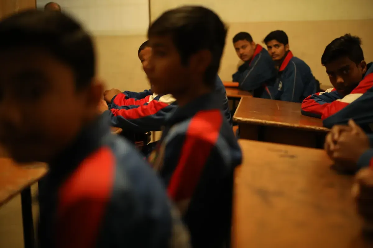 Boarders at their desks during supervised study